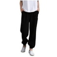 thumbnail image 1 of Jalioing Cotton Linen Lantern Pant for Women Elastic Waisted Solid Color Cinch Bottom Casual Trouser (3X-Large, Black), 1 of 7