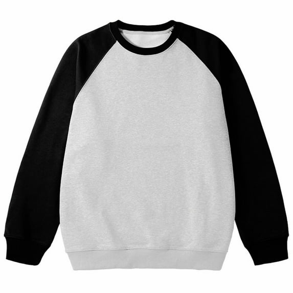 Jalioing Cotton Sweatshirt for Men Color Block Sherpa Fleece Lined Basic Pullover Crew Neck Long Sleeve Casual Tops