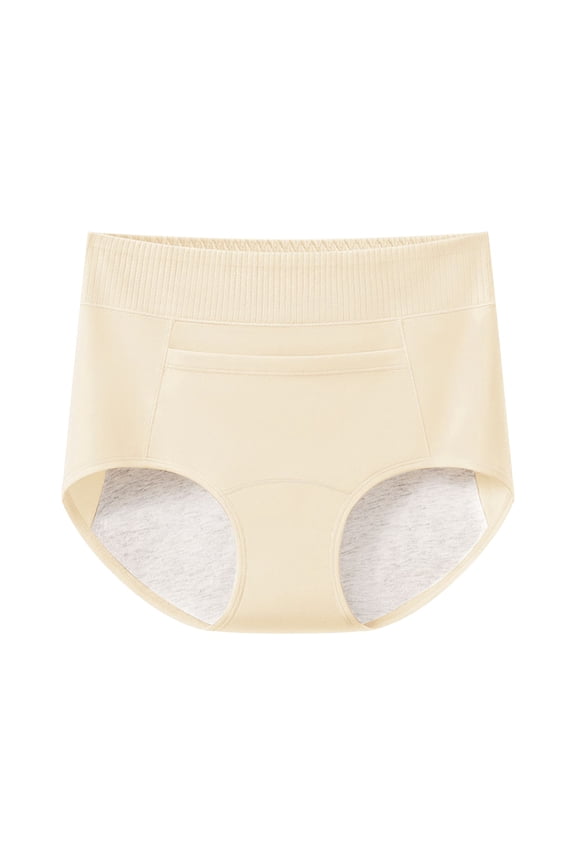 Cotton Underwear for Women Leakproof Full Coverage Briefs High Waist Breathable Front Pocket Panties