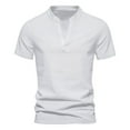 thumbnail image 1 of Jalioing Cotton V Neck Shirts for Men Summer Fashion Casual Short Sleeve T Shirt Big and Tall Solid Color Tops, 1 of 7