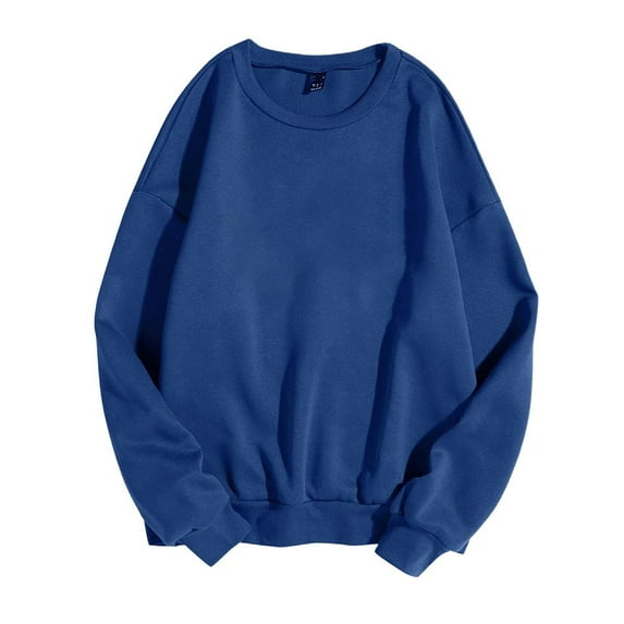 Jalioing Crew Neck Basic Sweatshirt for Men Solid Color Long Sleeve Casual Loose Pullover Tops Fall Winter Shirts