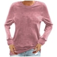 thumbnail image 1 of Jalioing Crew Neck Basic Sweatshirts for Women Classic Fashion Crew Neck Pullover Shirts Solid Color Casual Tops, 1 of 3