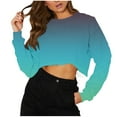 thumbnail image 1 of Jalioing Crop Tops for Women Gradient Crew Neck Long Sleeve Trendy Tops Summer Fashion Going Out Shirts, 1 of 4