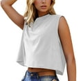 thumbnail image 1 of Jalioing Crop Tops for Women Loose Casual Sleeveless Athletic Shirts Solid Color Crew Neck Summer Tank Tops, 1 of 8