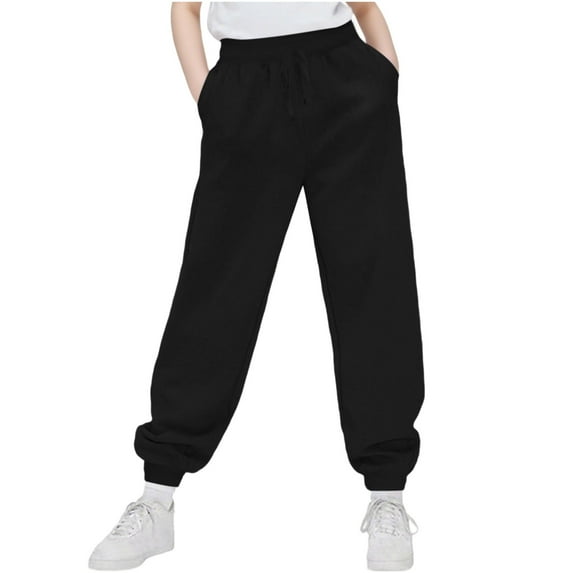 Jalioing Drawstring Sweatpants for Kids Casual Solid Elastic Waist Sport Pants Cinch Bottom Athletic Joggers