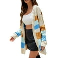 thumbnail image 1 of Jalioing Fall Sweater Cardigan Womens Casual Open Front Sweaters Coat Color Block Long Sleeve Knit Outwear, 1 of 1