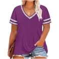 thumbnail image 1 of Jalioing Fashion Plus Size Shirts for Women Sparkly Short Sleeve V Neck Tee Shirt Summer Casual Loose Color Block Tops, 1 of 6
