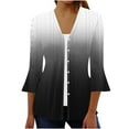 thumbnail image 1 of Jalioing Flare Sleeve Cardigan for Women 3/4 Sleeves Outwear Single-Breasted V-Neck Gradient Coverup, 1 of 5
