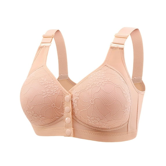 Jalioing Front Closure Bra for Women Seamless Full Coverage Bras with Adjustable Strap Wireless Support Everyday Bra
