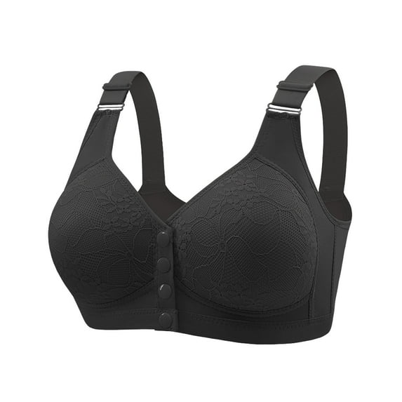 Jalioing Front Closure Bra for Women Seamless Full Coverage Bras with Adjustable Strap Wireless Support Everyday Bra