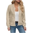 thumbnail image 1 of Jalioing Full Zip Jacket for Women Lightweight Solid Trendy Jacket with Pocket Fashion Casual Coat Outerwear, 1 of 7
