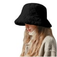 thumbnail image 1 of Jalioing Fuzzy Bucket Hat for Women Cute Fleece Winter Warm Hat Fashion Outdoor Thermal Fisherman Hats Streetwear, 1 of 4