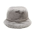 thumbnail image 1 of Jalioing Fuzzy Bucket Hat for Women Cute Fleece Winter Warm Hat Fashion Outdoor Thermal Fisherman Hats Streetwear, 1 of 2