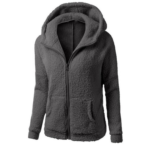 Jalioing Fuzzy Zipper Hoodies for Kids Sherpa Fleece Long Sleeve Hooded Jacket with Pocket Girls Solid Sweatshirts