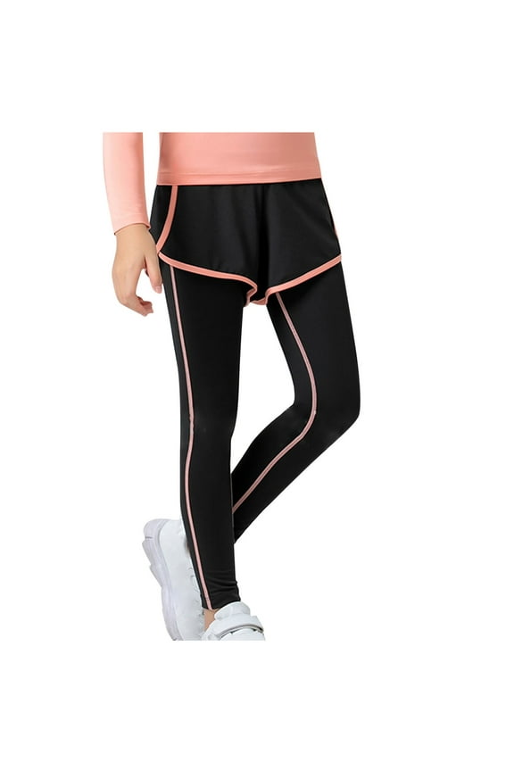 Girls Boys Athletic Leggings Soft Stretchy Full Length Sport Pants Kids Yoga Running Thighs 6-14 Years