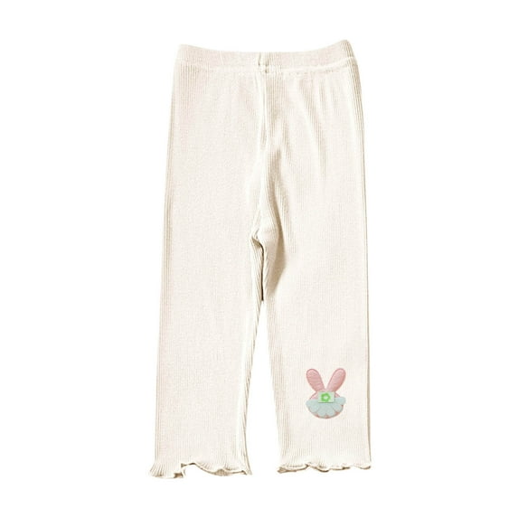 Jalioing Girls Capri Leggings Lightweight Elastic Waist Embroidery Crop Leggings Kids Cute Summer Capri Pants