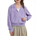 thumbnail image 1 of Jalioing Girls Cropped Hoodies Full Zip Up Long Sleeve Hooded Athletic Sweatshirts Kids Sport Jacket with Pocket, 1 of 9