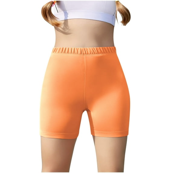 Jalioing Girls Dance Shorts Solid Color Elastic Waist Stretchy Biker Shorts Kids Pull-on Yoga Running Shorts
