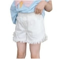thumbnail image 1 of Jalioing Girls Denim Shorts Wide Leg Ruffle Trim Summer Jean Shorts Kids Elastic Waist Casual Shorts with Pocket, 1 of 4