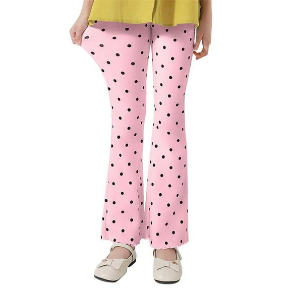 Jalioing Girls Flare Leggings Lightweight High Waist Stretchy Yoga Dance Pants Kids Casual Cotton Leggings