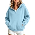 thumbnail image 1 of Jalioing Girls Half Zipper Hoodies Casual Fashion Loose Long Sleeve Dropped Shoulder Sweatshirt with Pocket 4-14 Years, 1 of 6