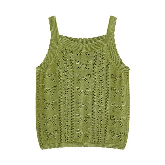 Jalioing Girls Knitted Camisoles Summer Lightweight Crochet Tank Tops Toddler Girls Cute Sleeveless Sweater Tops