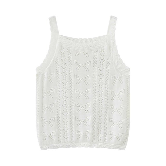 Jalioing Girls Knitted Camisoles Summer Lightweight Crochet Tank Tops Toddler Girls Cute Sleeveless Sweater Tops