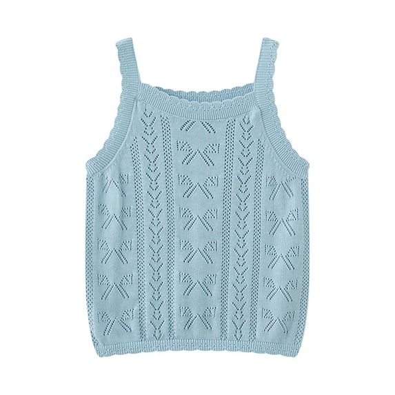 Jalioing Girls Knitted Camisoles Summer Lightweight Crochet Tank Tops Toddler Girls Cute Sleeveless Sweater Tops