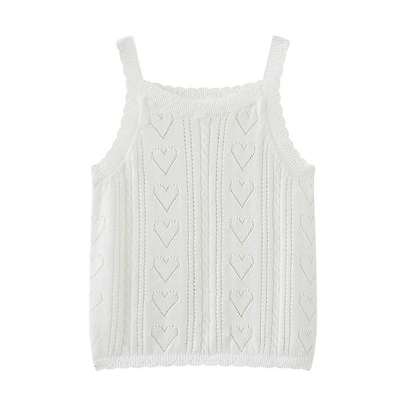 Jalioing Girls Knitted Camisoles Summer Lightweight Crochet Tank Tops Toddler Girls Cute Sleeveless Sweater Tops
