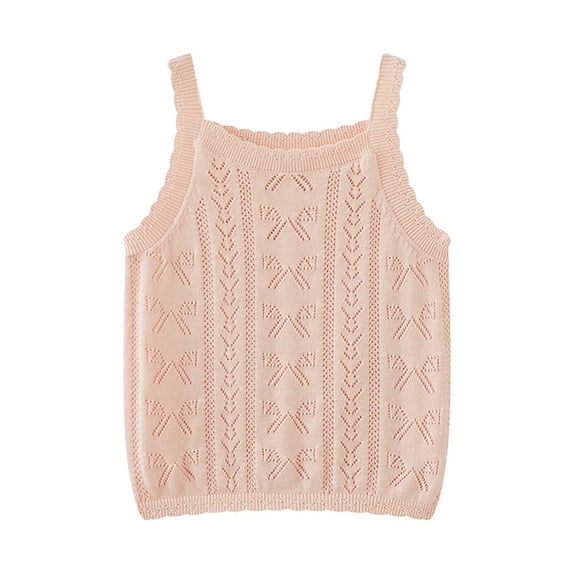 Jalioing Girls Knitted Camisoles Summer Lightweight Crochet Tank Tops Toddler Girls Cute Sleeveless Sweater Tops