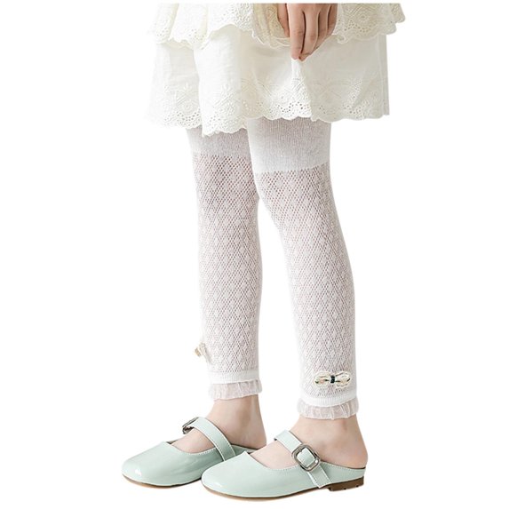 Jalioing Girls Lace Tights Footless Knit Hollowed Leggings Toddler Baby's Cute Ankle Length Stocking Pants