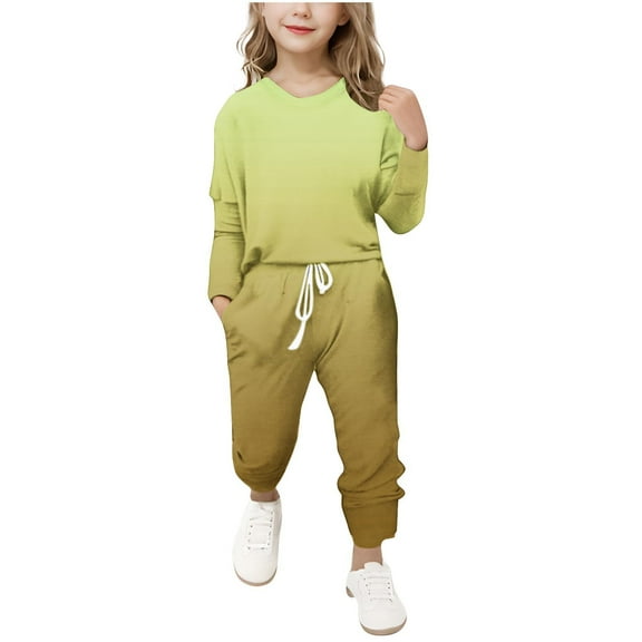 Jalioing Girls Outfits 2 Piece Sweatsuit Set Long Sleeve Sweatshirts and Sweatpants Set Kids Tracksuit Clothes