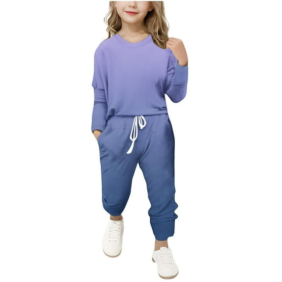 Jalioing Girls Outfits 2 Piece Sweatsuit Set Long Sleeve Sweatshirts and Sweatpants Set Kids Tracksuit Clothes