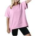 thumbnail image 1 of Jalioing Girls Short Sleeve Shirt Solid Color Fashion Casual T Shirt Loose Crew Neck Summer Tees Kids Clothes, 1 of 5