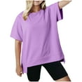 thumbnail image 1 of Jalioing Girls Short Sleeve Shirt Solid Color Fashion Casual T Shirt Loose Crew Neck Summer Tees Kids Clothes, 1 of 5