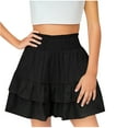 thumbnail image 1 of Jalioing Girls Summer Shorts Ruffle Ruched High Waist Lounge Shorts Toddler Kids Flowy Layered Wide Leg Shorts, 1 of 6