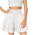 thumbnail image 1 of Jalioing Girls Summer Shorts Ruffle Ruched High Waist Lounge Shorts Toddler Kids Flowy Layered Wide Leg Shorts, 1 of 6