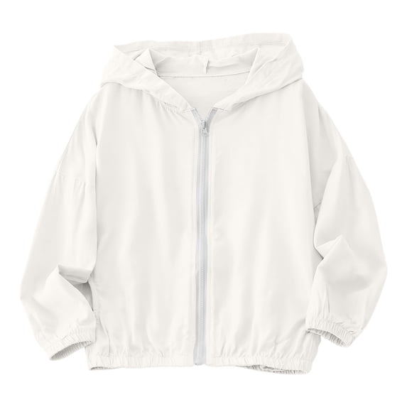 Jalioing Girls Sun Jacket Lightweight Zip Up Hooded Jacket Spring Fall Windproof Outdoor Jacket with Pocket 3-16 Years