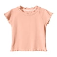 thumbnail image 1 of Jalioing Girls T Shirt Cute Basic Cotton Tee Shirts Plain Ruffle Trim Short Sleeve Crew Neck Summer Tops for Toddler Kids, 1 of 8