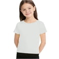 thumbnail image 1 of Jalioing Girls T Shirt Short Sleeve Ribbed Knit Summer Shirts Fashion Crew Neck Plain Blouses for Kids 1-10 Years, 1 of 8