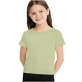 thumbnail image 1 of Jalioing Girls T Shirt Short Sleeve Ribbed Knit Summer Shirts Fashion Crew Neck Plain Blouses for Kids 1-10 Years, 1 of 8