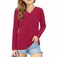 thumbnail image 1 of Jalioing Girls V Neck T Shirt Toddler Kids Solid Color Short Sleeve Basic Tee Shirt Summer Casual Pullover Shirts, 1 of 5