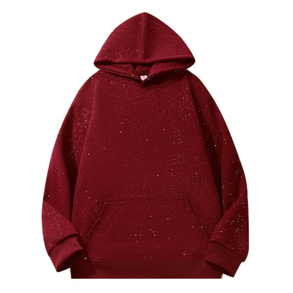 Jalioing Glitter Hoodies for Men Vintage Fashion Sparkly Sweatshirts with Pocket Classic Casual Pullover Shirts