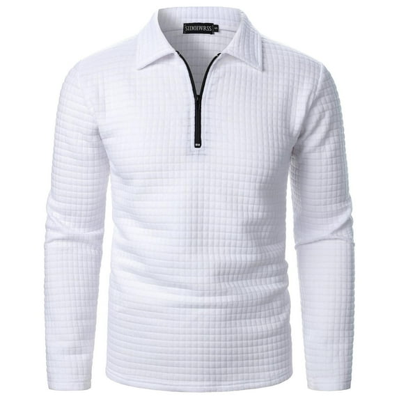 Jalioing Half Zip Golf Shirt for Men Classic Casual Long Sleeve Collared Shirt Dressy Fashion Texture Tops