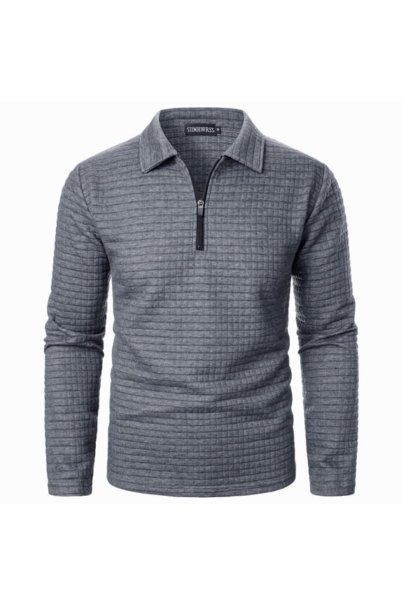 Half Zip Golf Shirt for Men Classic Casual Long Sleeve Collared Shirt Dressy Fashion Texture Tops