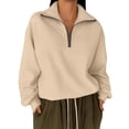 thumbnail image 1 of Jalioing Half Zip Sweatshirts for Women Long Sleeve Collared Solid Casual Pullover Tops Loose Basic Shirts, 1 of 6