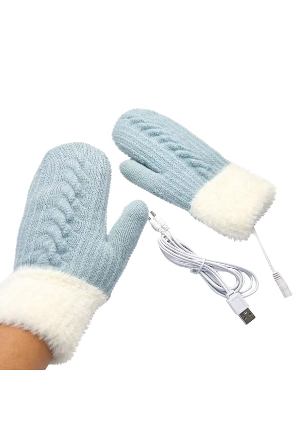 Heated Mittens for Women Men Winter Fleece Lined Thermal Gloves Soft Warm Mittens with Fuzzy Cuff