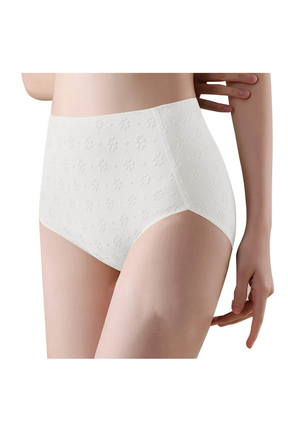 High Waist Briefs for Women Cotton Breathable Full Coverage Seamless Panties No Show Underwear