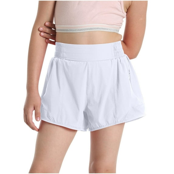Jalioing High Waist Workout Shorts for Girls Wide Leg Casual Loose Running Shorts Teens Kids Gym Sport Shorts