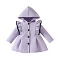 thumbnail image 1 of Jalioing Hooded Coat Toddler Girl Ruffle Long Sleeve Jacket Button down Fall Winter Girls Coats, 1 of 8